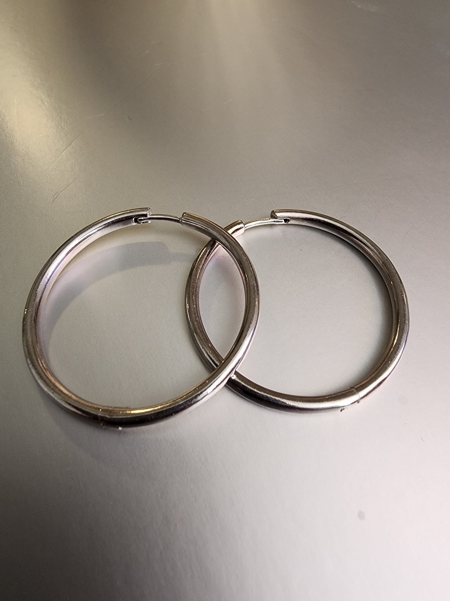 STERLING SILVER 34MM HOOP EARRINGS SNACK CLOSURE