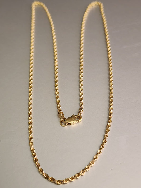 14KT YG  18"ROPE CHAIN WITH LOBSTER CLASP